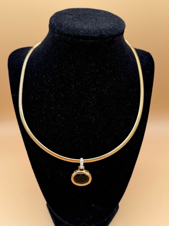 Avon Jewelry - Avon Gold Collar Necklace with Amber/red Stone Pendant